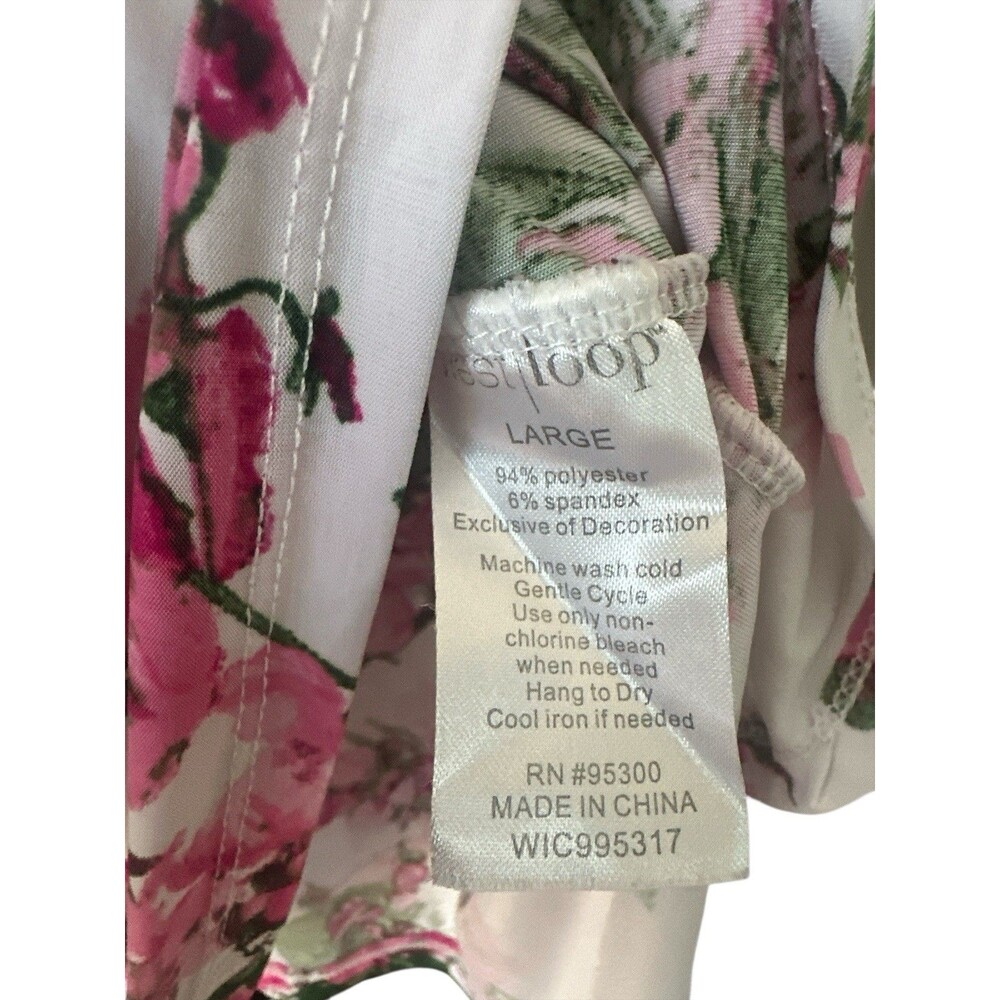 West Loop Floral Bell Lace Sleeve Tunic Top Stretch Shoulders Size Large - Picture 6 of 10